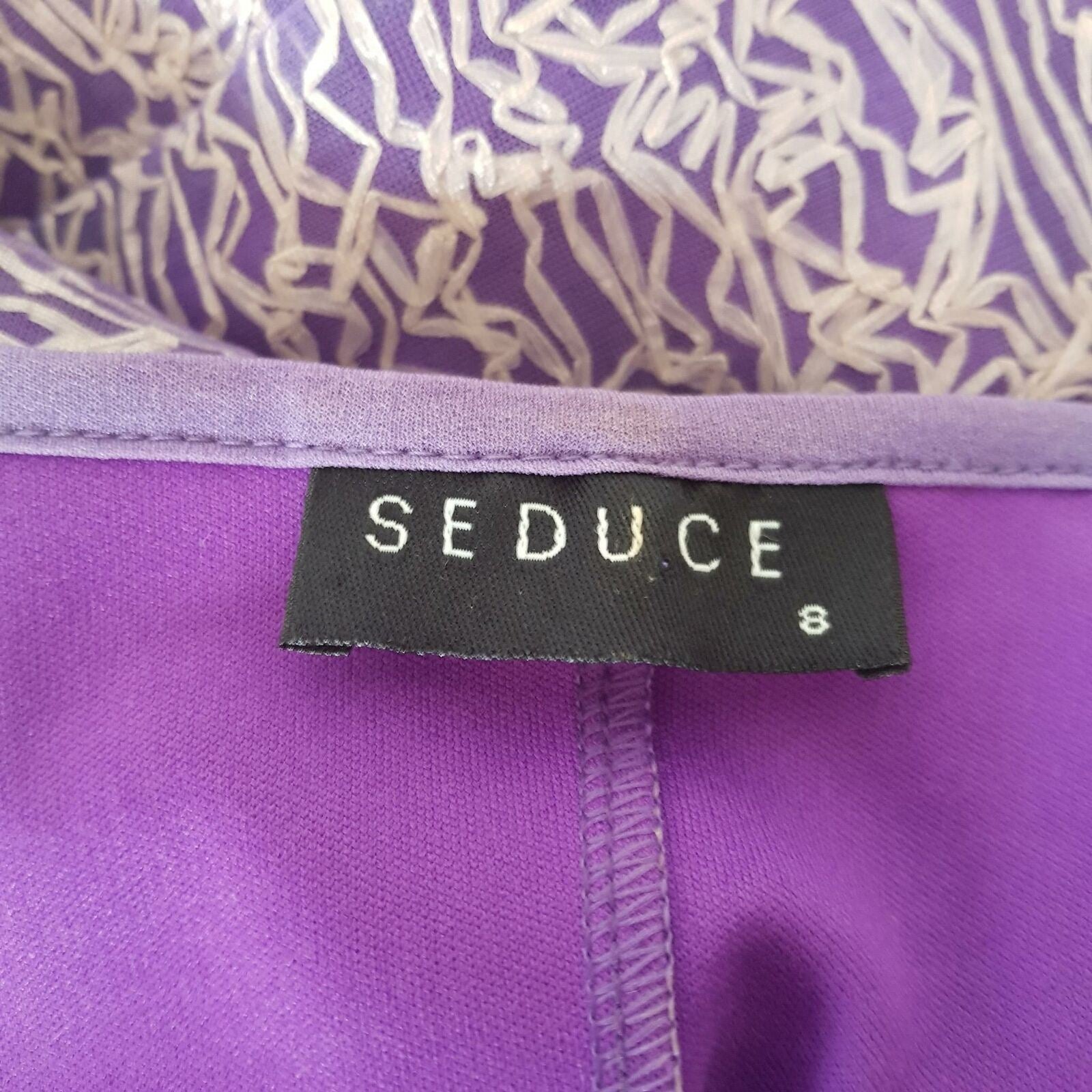 SEDUCE Purple Abstract A-Line Dress Sleeveless Deep V-Neck Casual Cocktail Party