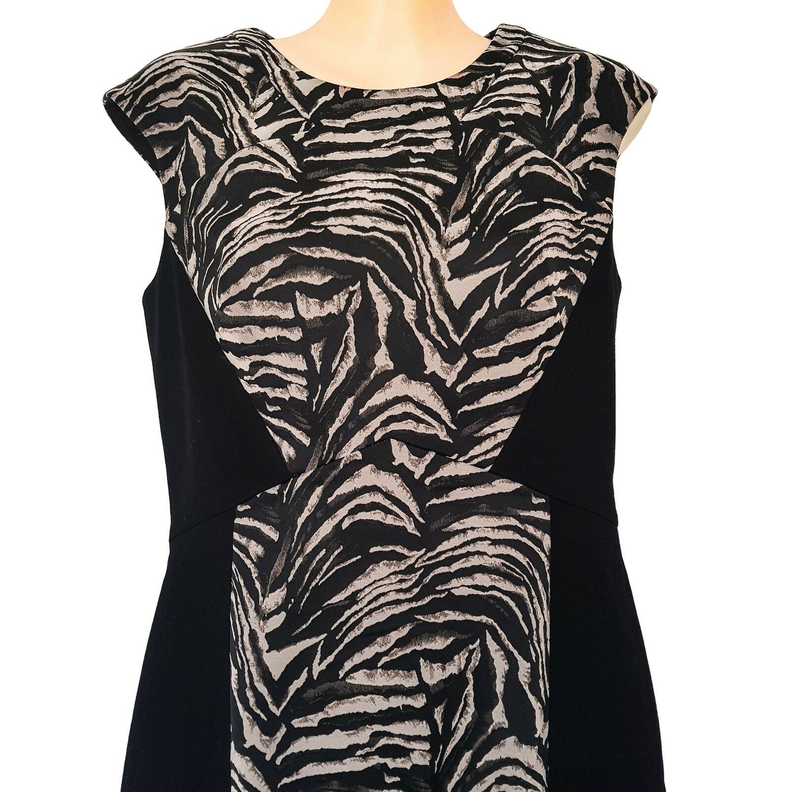 DAVID LAWRENCE Tiger Animal Print Black Dress Formal Party Cocktail Summer Wear