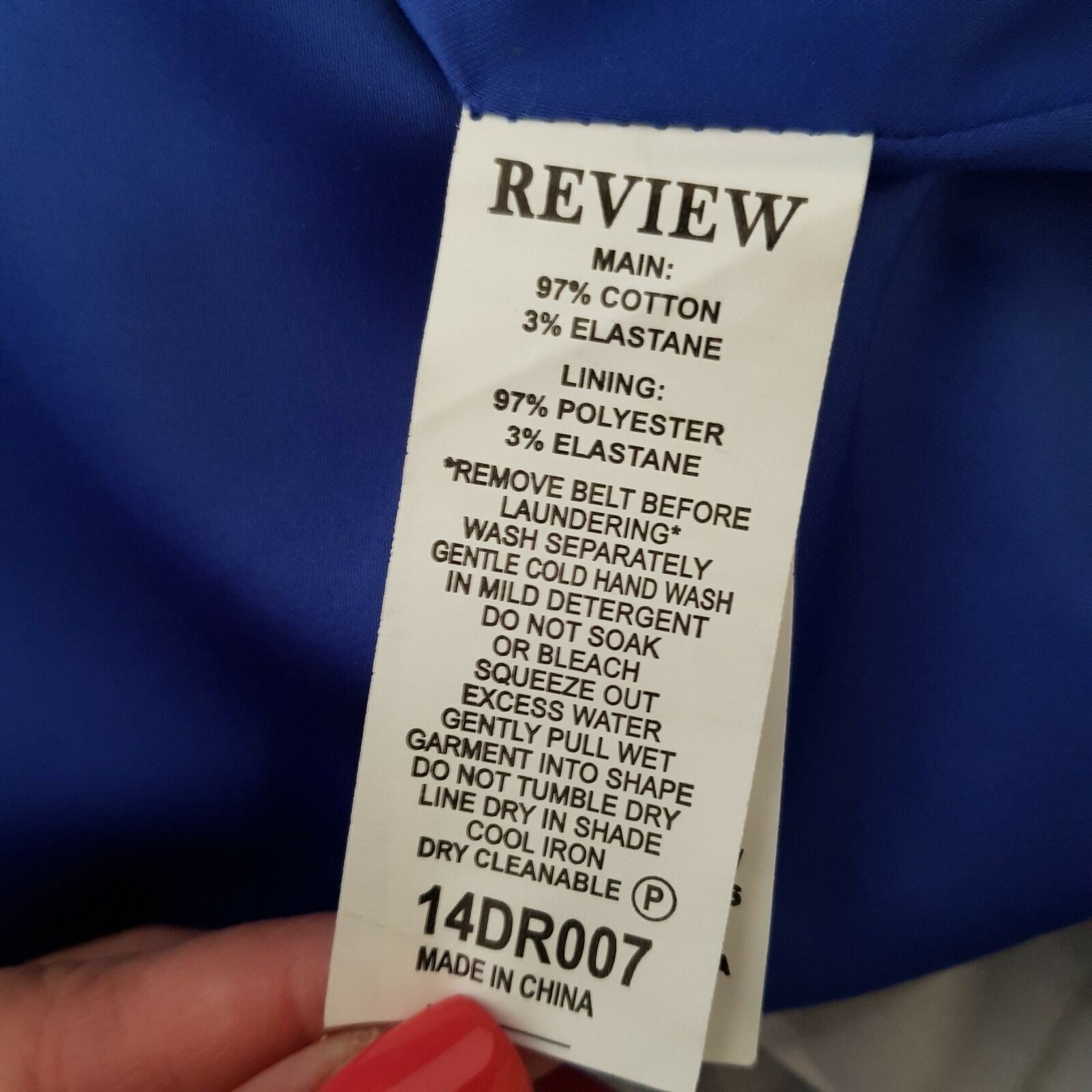 REVIEW Abstract Blue Work Dress Square Neck A-Line Pleated Skirt Short Sleeves
