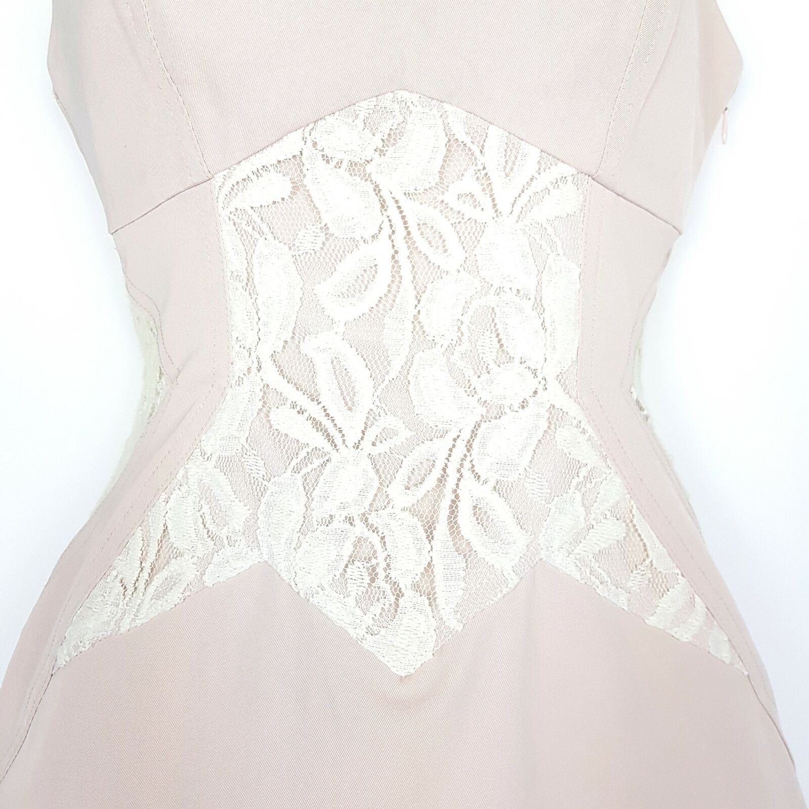 BLUEJUICE Pink White Floral Lace Women's Halter Sheath Sleeveless Dress Party