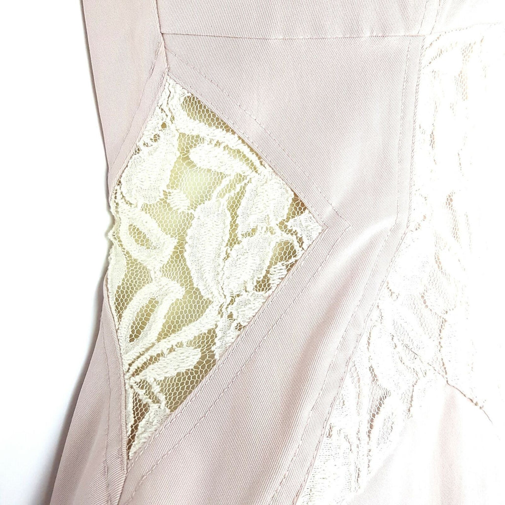 BLUEJUICE Pink White Floral Lace Women's Halter Sheath Sleeveless Dress Party