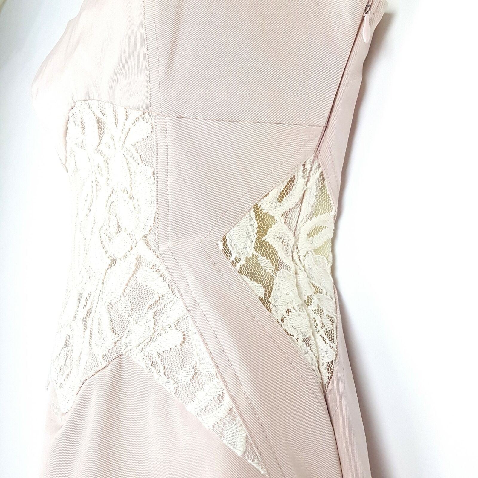BLUEJUICE Pink White Floral Lace Women's Halter Sheath Sleeveless Dress Party