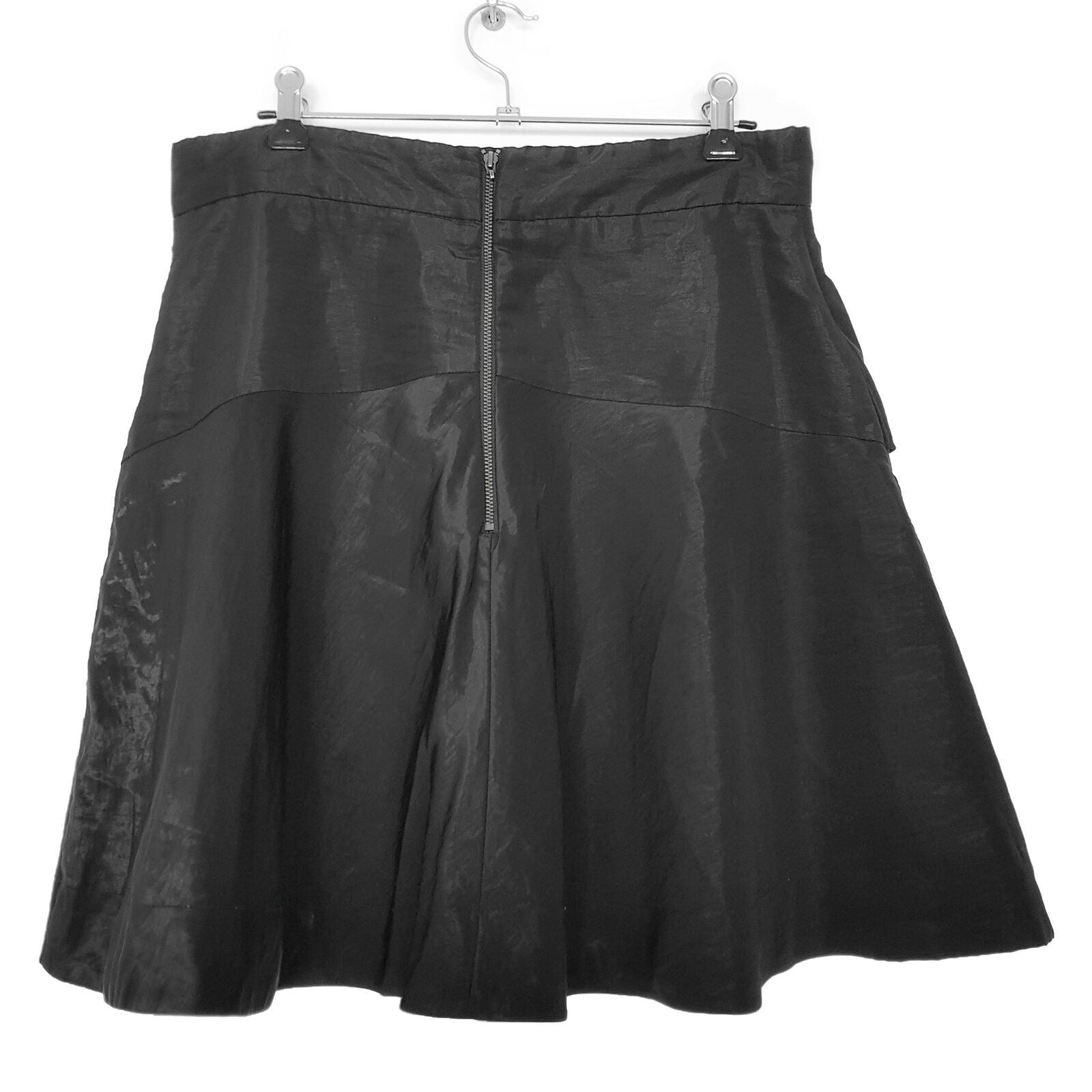 CUE Skirt 12 Shiny Black Layered Mid Rise Women's A-Line Designer Cocktail Party
