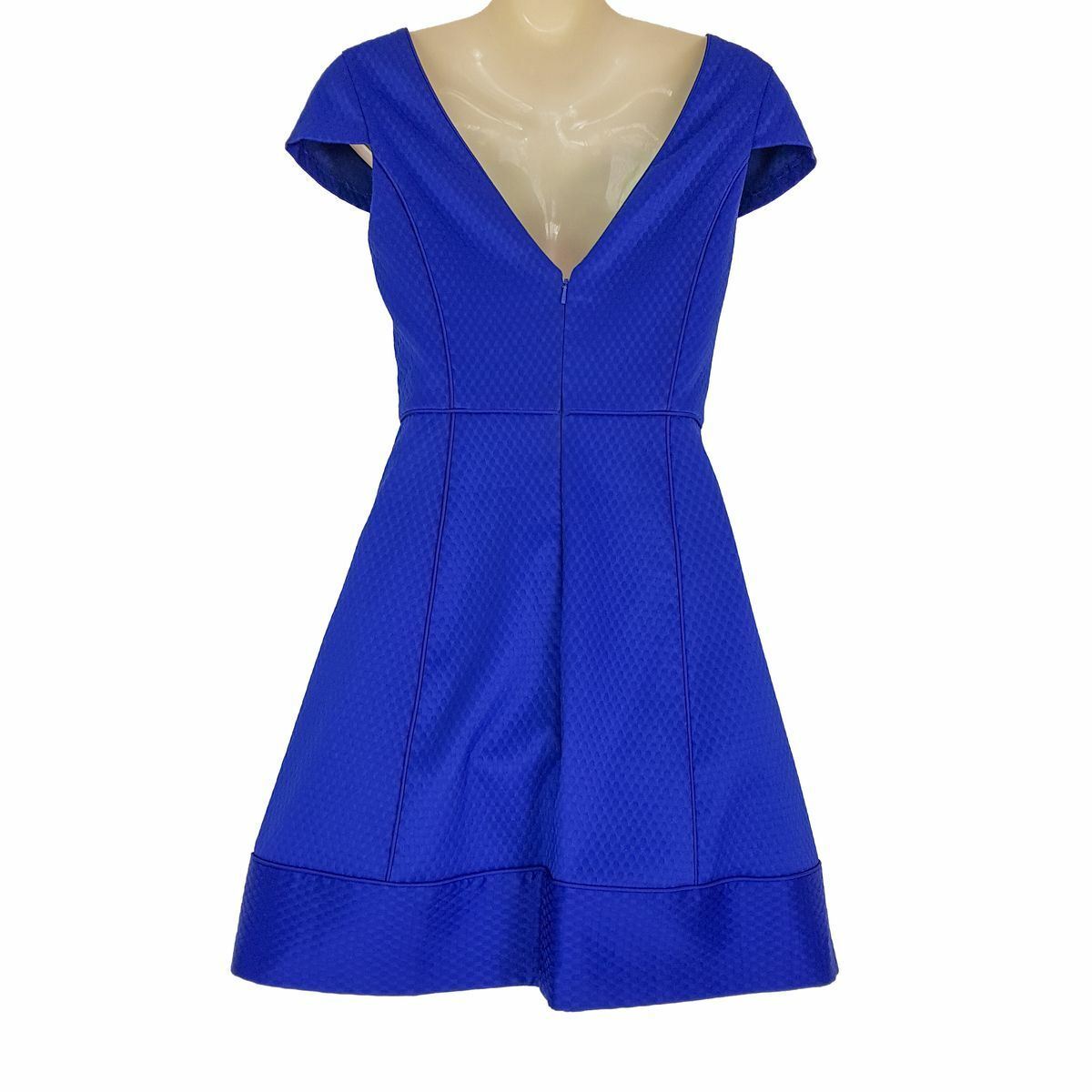 FOREVER NEW Tia Short Sleeve Textured Palace Blue Party Work Dress A-Line NWT