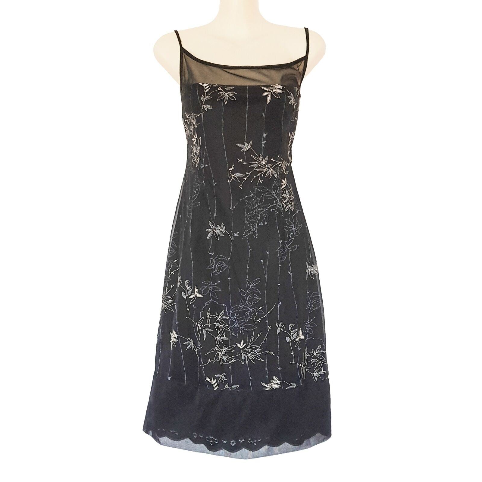 SEDUCE Women's Lace Mesh Black Formal Long Midi Dress Cocktail Party Sleeveless