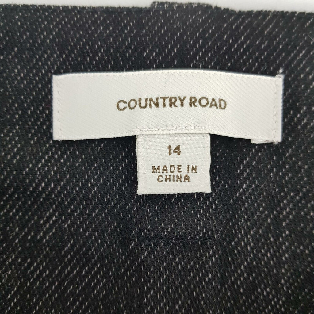 COUNTRY ROAD Casual Black Flecked Ladies Winter Mini Pleated Skirt Zip Fly Sz 14