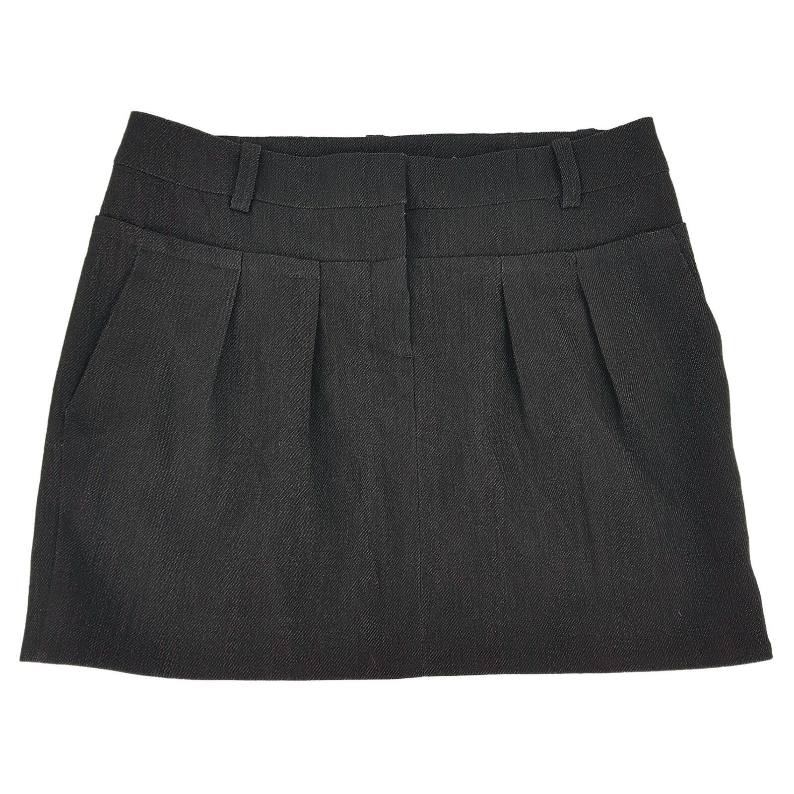COUNTRY ROAD Casual Black Flecked Ladies Winter Mini Pleated Skirt Zip Fly Sz 14