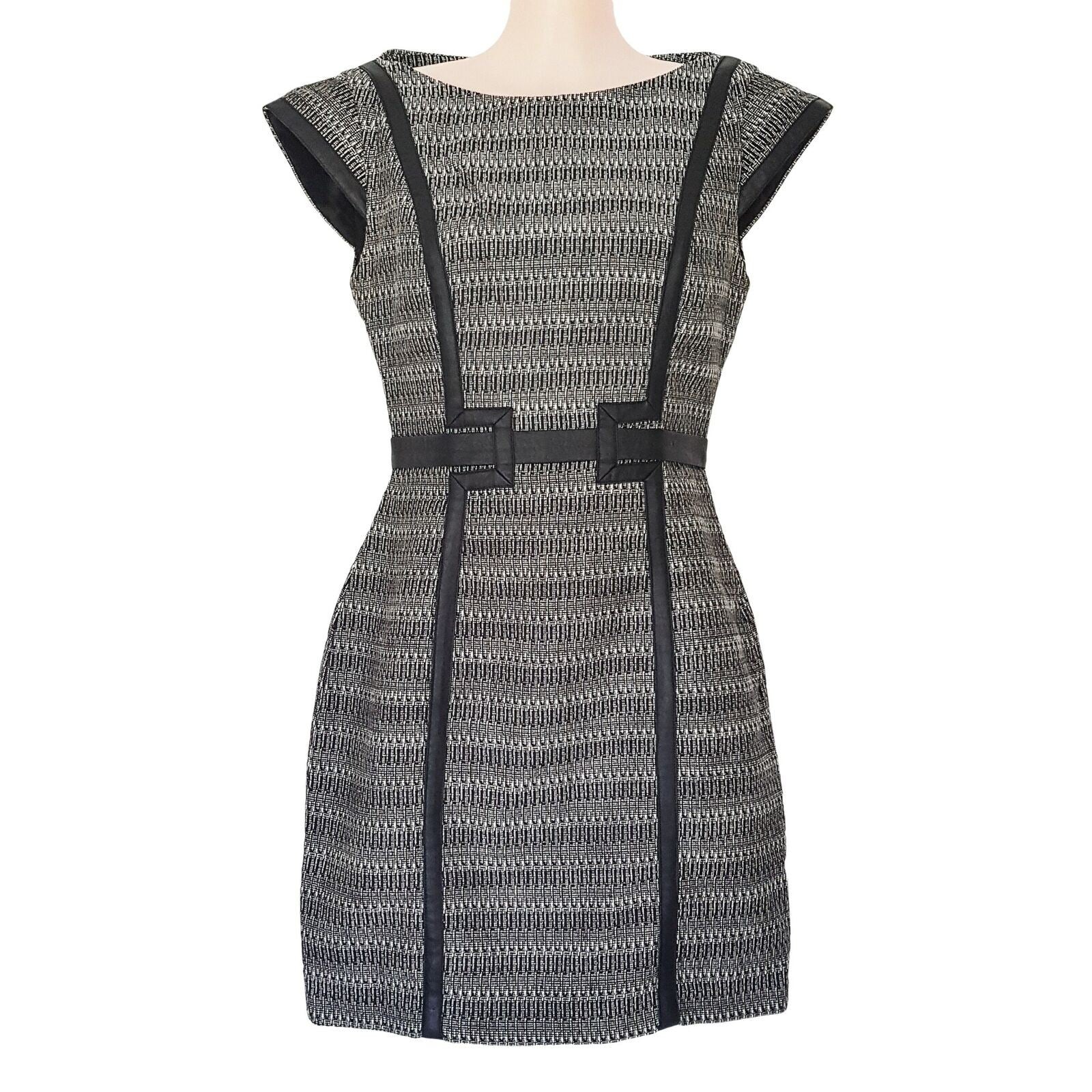 SEDUCE Black & Grey Knitted Dress Short Sleeve Ladies Office Corporate Work Wear