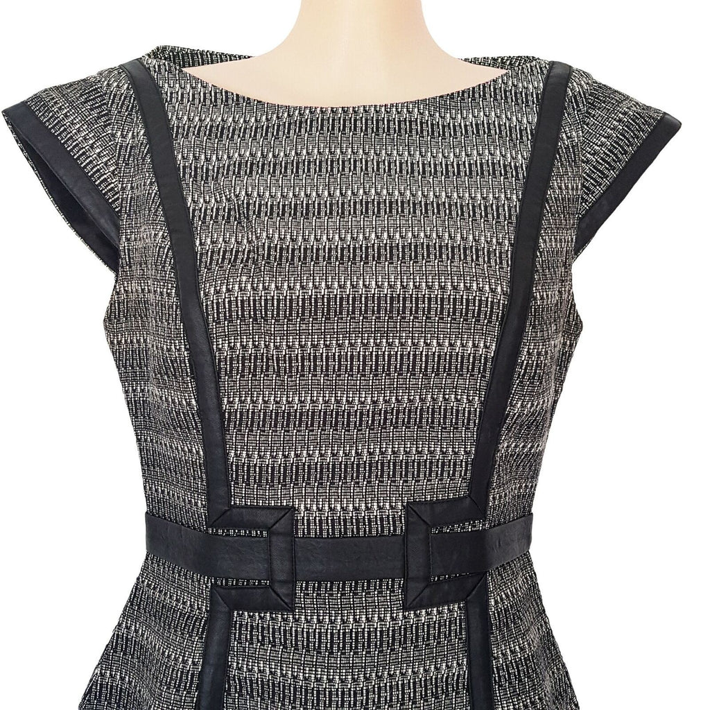 SEDUCE Black & Grey Knitted Dress Short Sleeve Ladies Office Corporate Work Wear