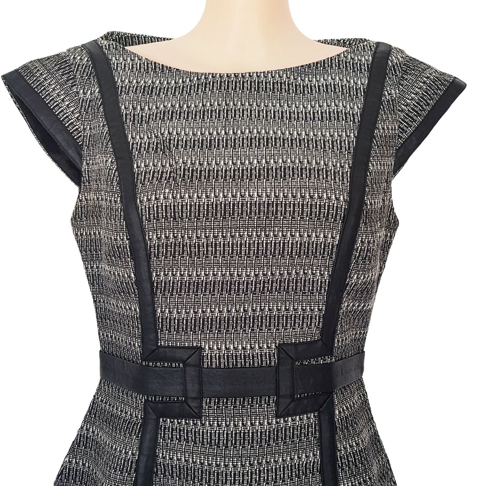SEDUCE Black & Grey Knitted Dress Short Sleeve Ladies Office Corporate Work Wear