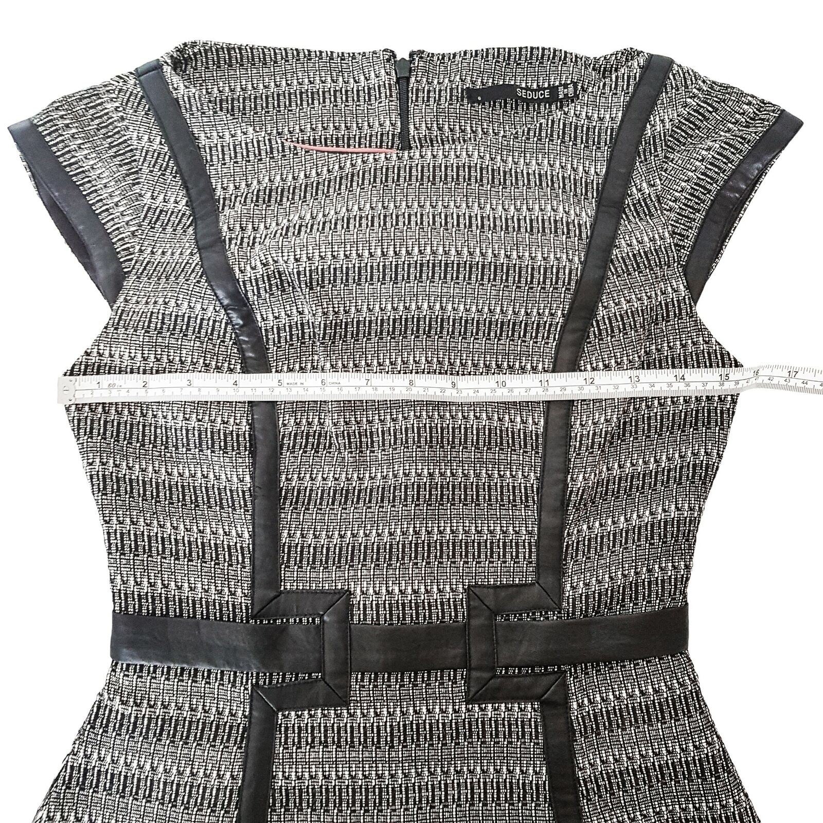 SEDUCE Black & Grey Knitted Dress Short Sleeve Ladies Office Corporate Work Wear