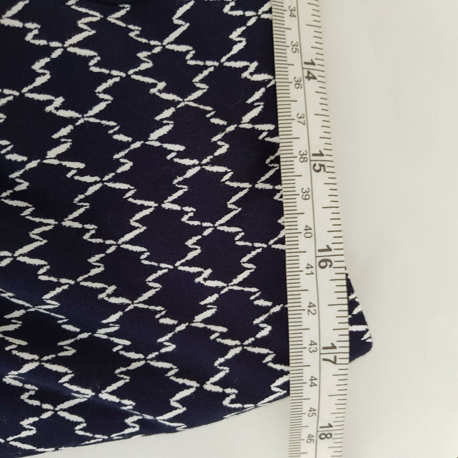 Diana Ferrari Straight Pencil Skirt Navy Blue White Geometric Zip Back Fitted