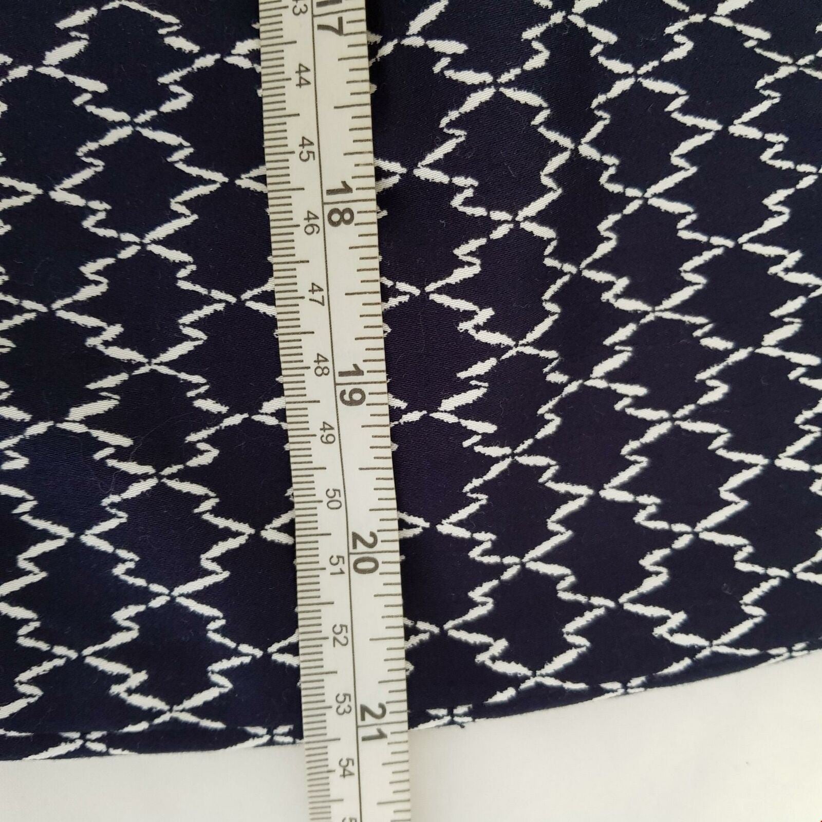 Diana Ferrari Straight Pencil Skirt Navy Blue White Geometric Zip Back Fitted