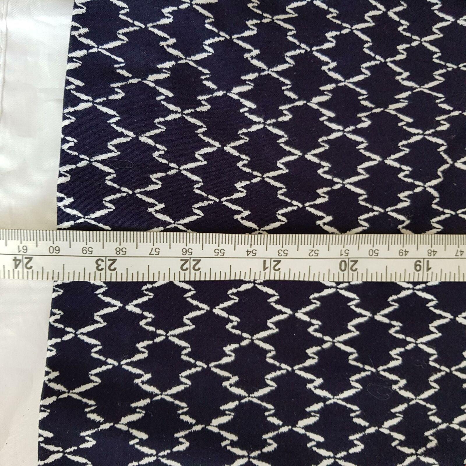 Diana Ferrari Straight Pencil Skirt Navy Blue White Geometric Zip Back Fitted