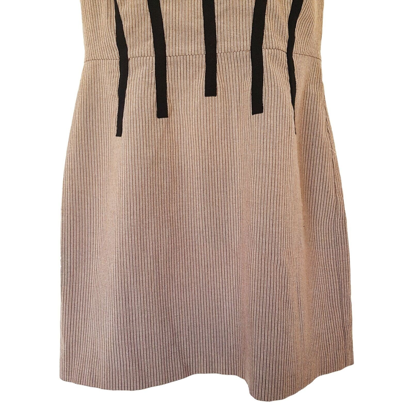 REVIEW Brown Grey Black Short Cap Sleeve Womens A-Line Work Knitted Dress Zipper