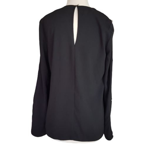 WAREHOUSE Black Casual Long Sleeve Women's Long Top Keyhole Back Sleeves Size 10