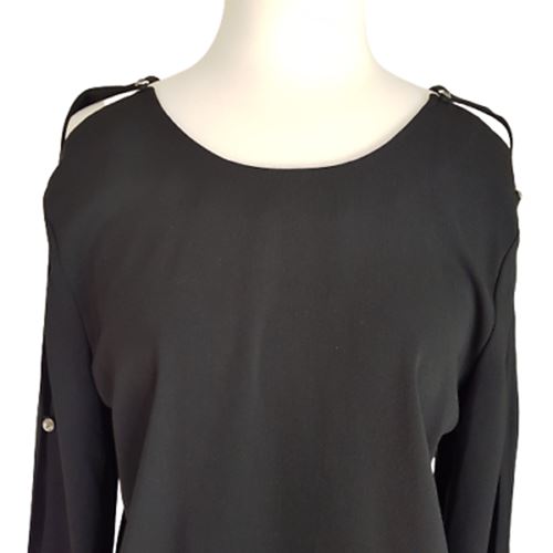 WAREHOUSE Black Casual Long Sleeve Women's Long Top Keyhole Back Sleeves Size 10