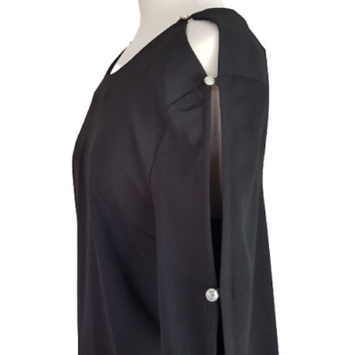 WAREHOUSE Black Casual Long Sleeve Women's Long Top Keyhole Back Sleeves Size 10
