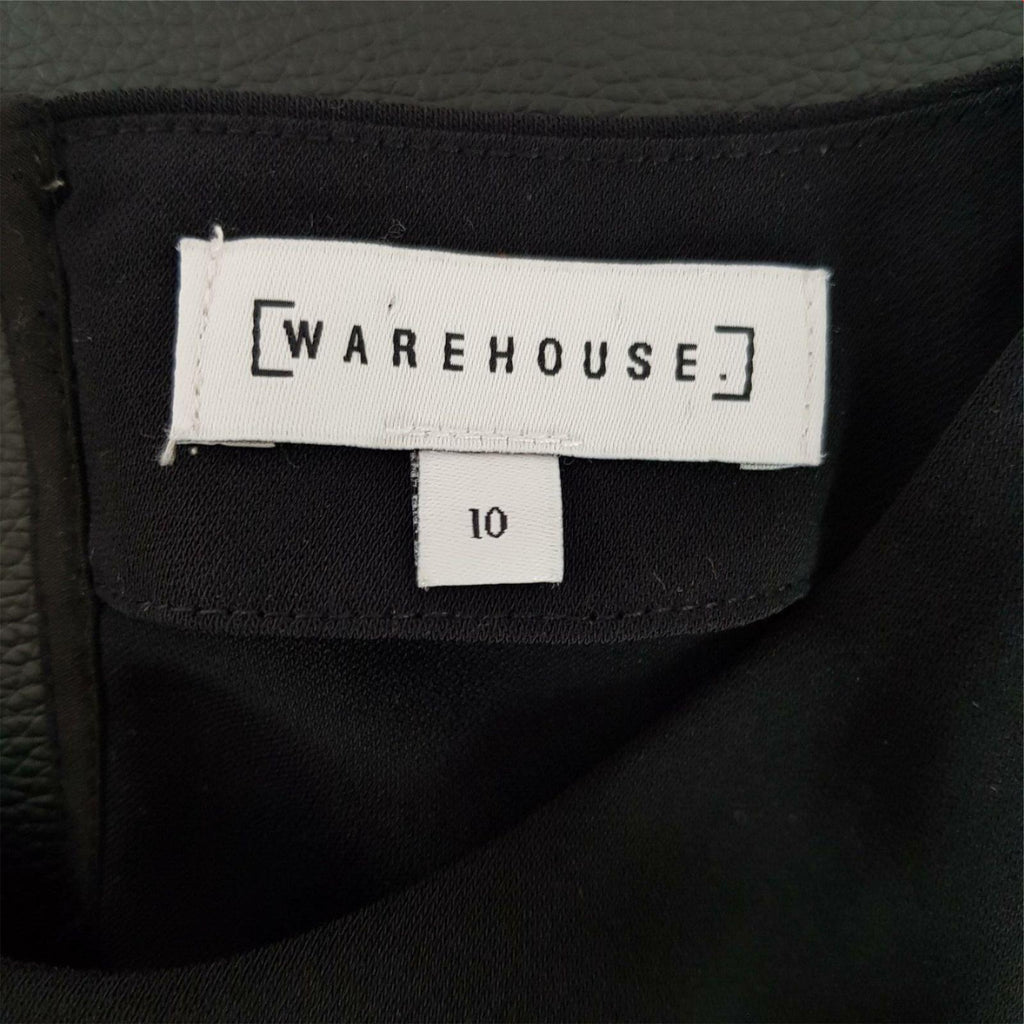 WAREHOUSE Black Casual Long Sleeve Women's Long Top Keyhole Back Sleeves Size 10