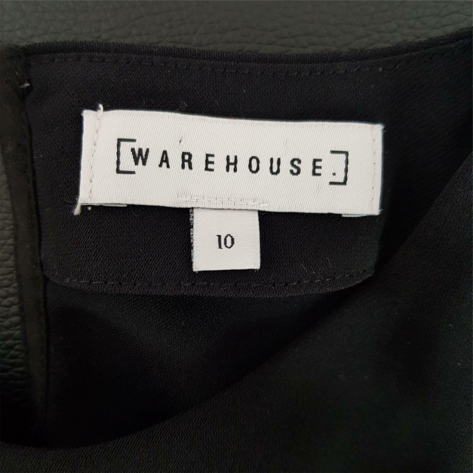 WAREHOUSE Black Casual Long Sleeve Women's Long Top Keyhole Back Sleeves Size 10