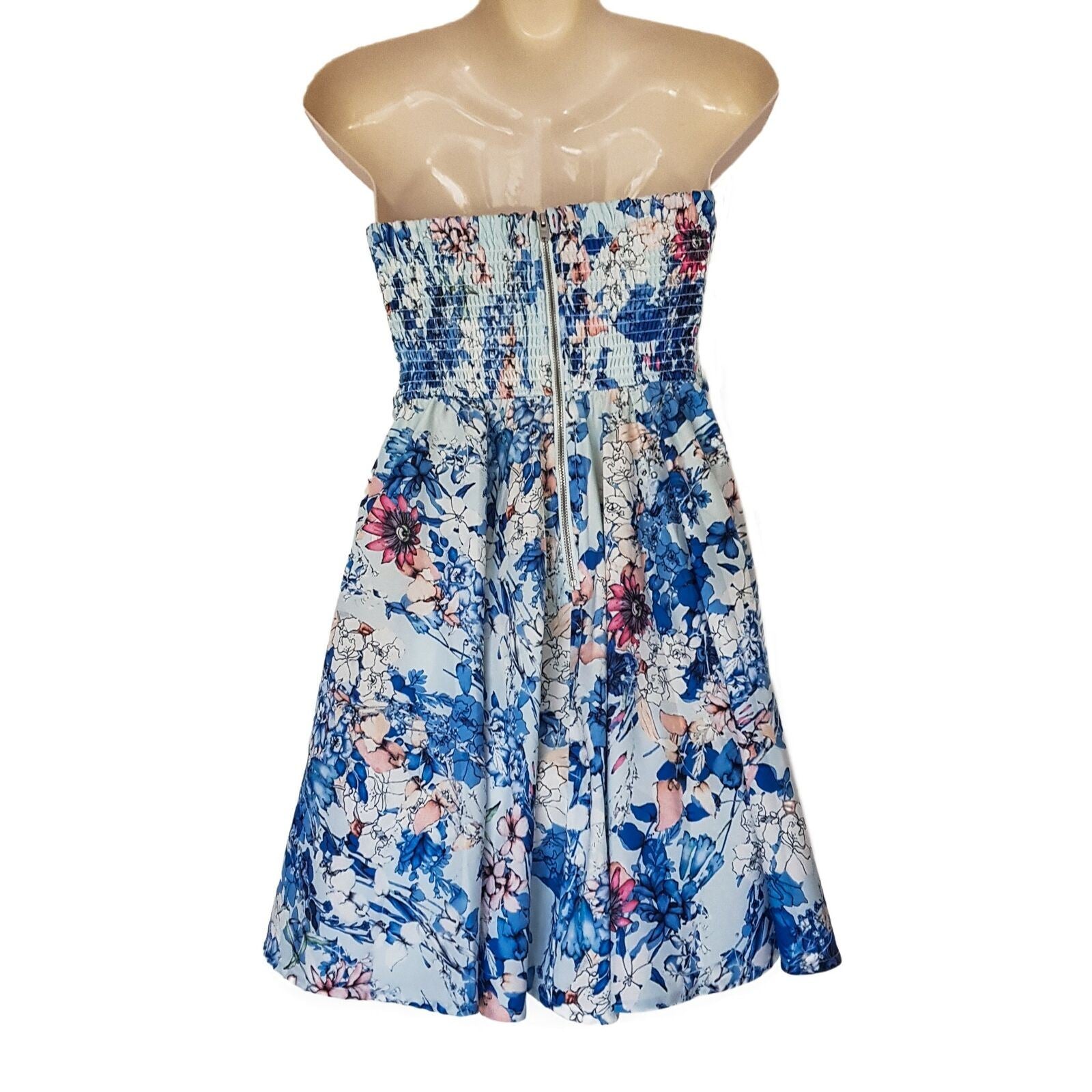 DOTTI Floral Strapless Midi Sundress Casual Pleated Skirt Bohemian Summer Tube