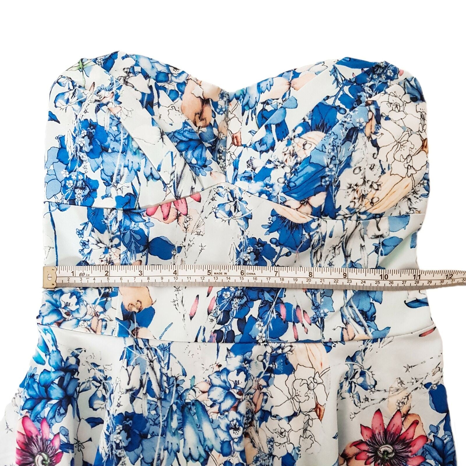 DOTTI Floral Strapless Midi Sundress Casual Pleated Skirt Bohemian Summer Tube