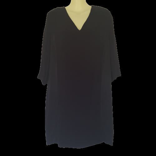 SEED Heritage Women's Pullover Little Black Dress Satin Shift V-Neck Half Sleeve