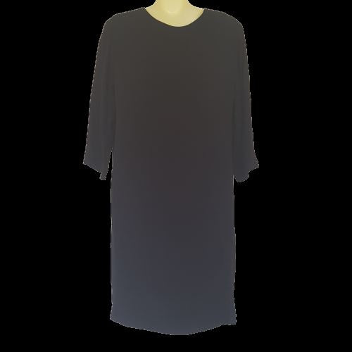 SEED Heritage Women's Pullover Little Black Dress Satin Shift V-Neck Half Sleeve