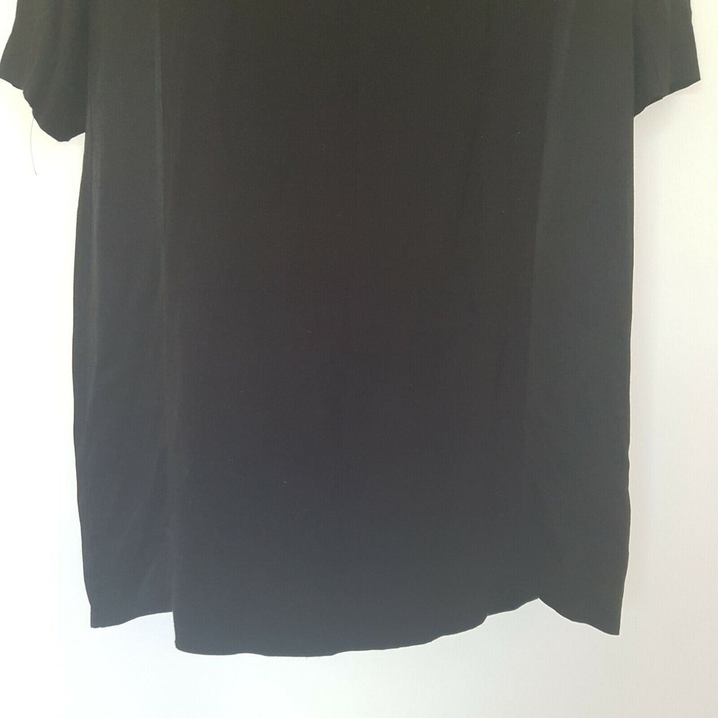 SEED Heritage Women's Pullover Little Black Dress Satin Shift V-Neck Half Sleeve