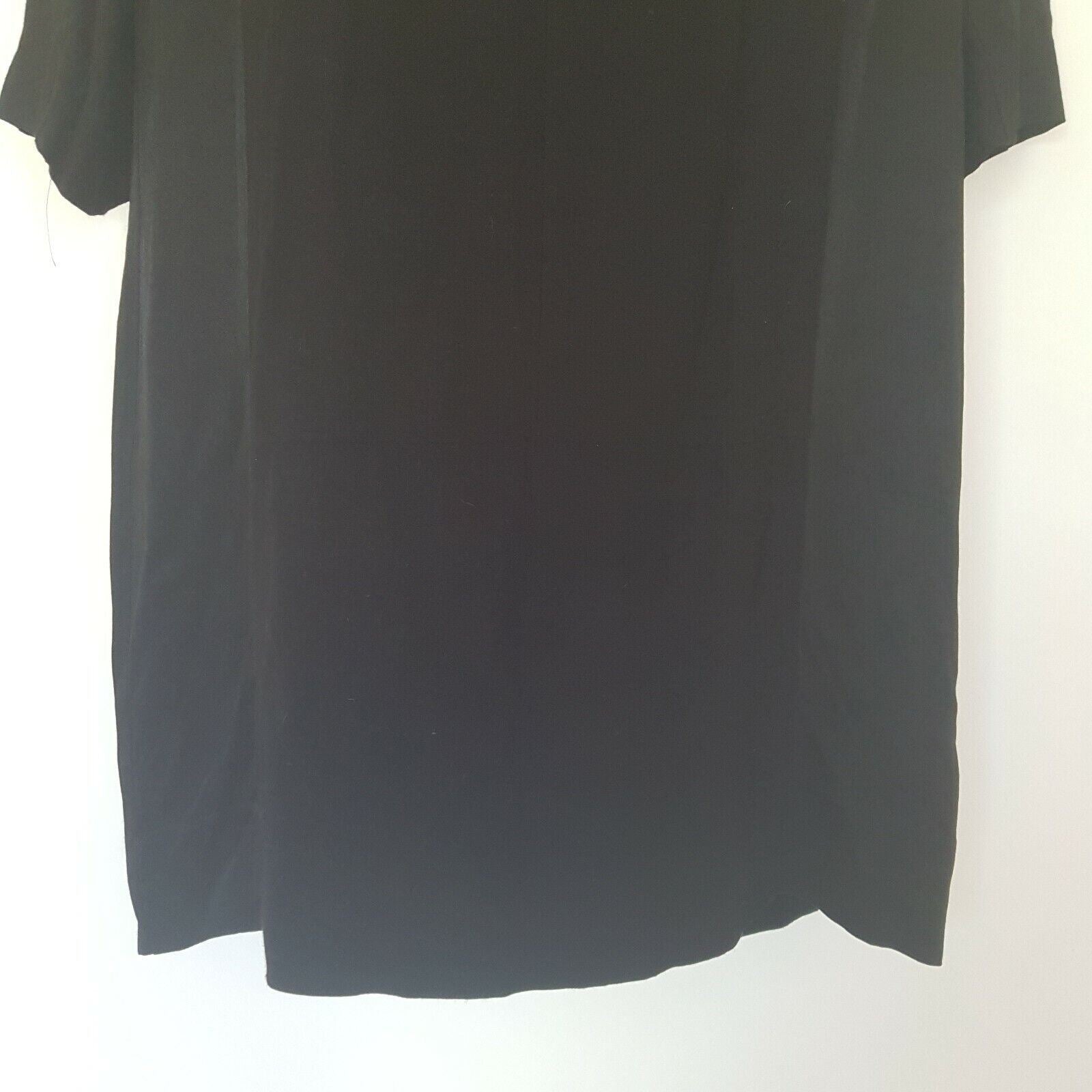 SEED Heritage Women's Pullover Little Black Dress Satin Shift V-Neck Half Sleeve