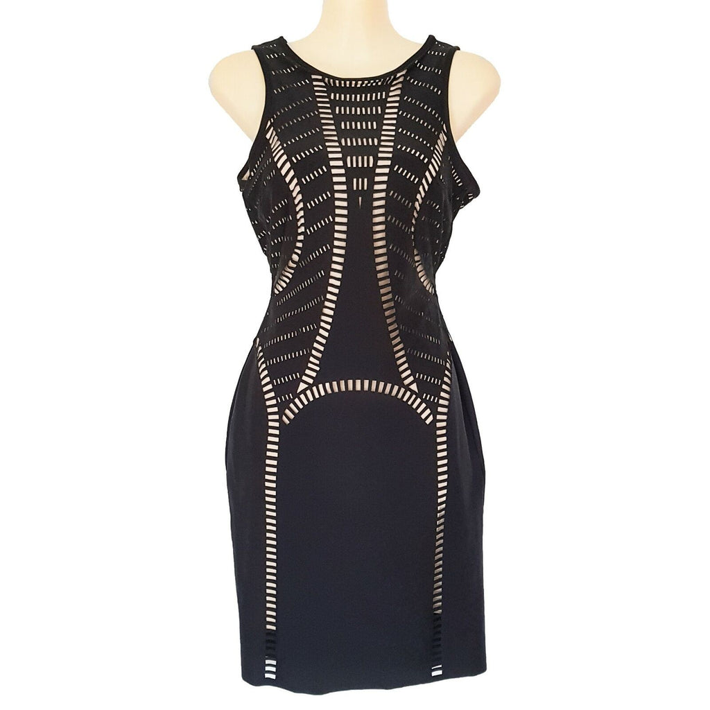 WILLOW Black Bodycon Dress Formal Cocktail Party Midi Length Sleeveless Sexy 6