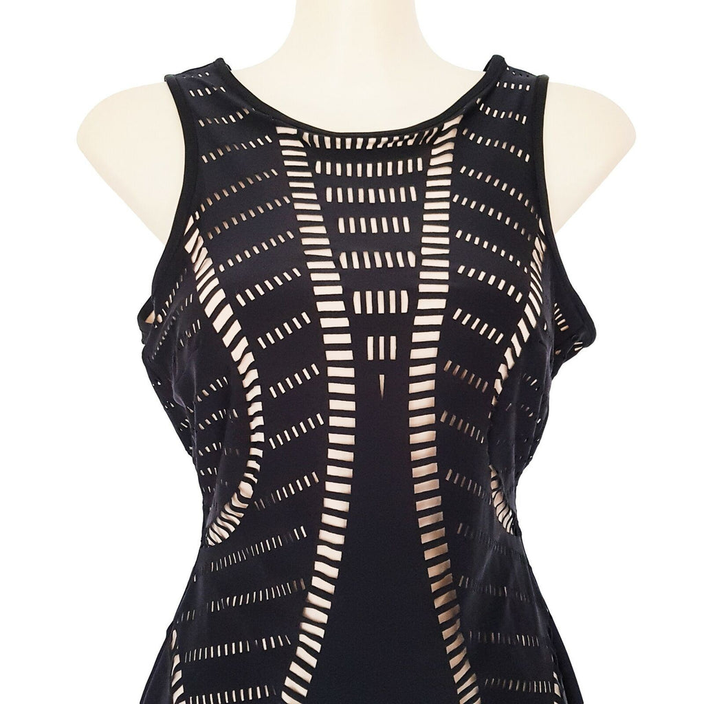 WILLOW Black Bodycon Dress Formal Cocktail Party Midi Length Sleeveless Sexy 6