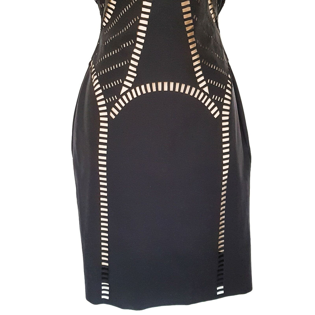 WILLOW Black Bodycon Dress Formal Cocktail Party Midi Length Sleeveless Sexy 6