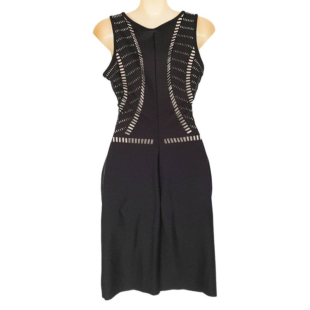 WILLOW Black Bodycon Dress Formal Cocktail Party Midi Length Sleeveless Sexy 6