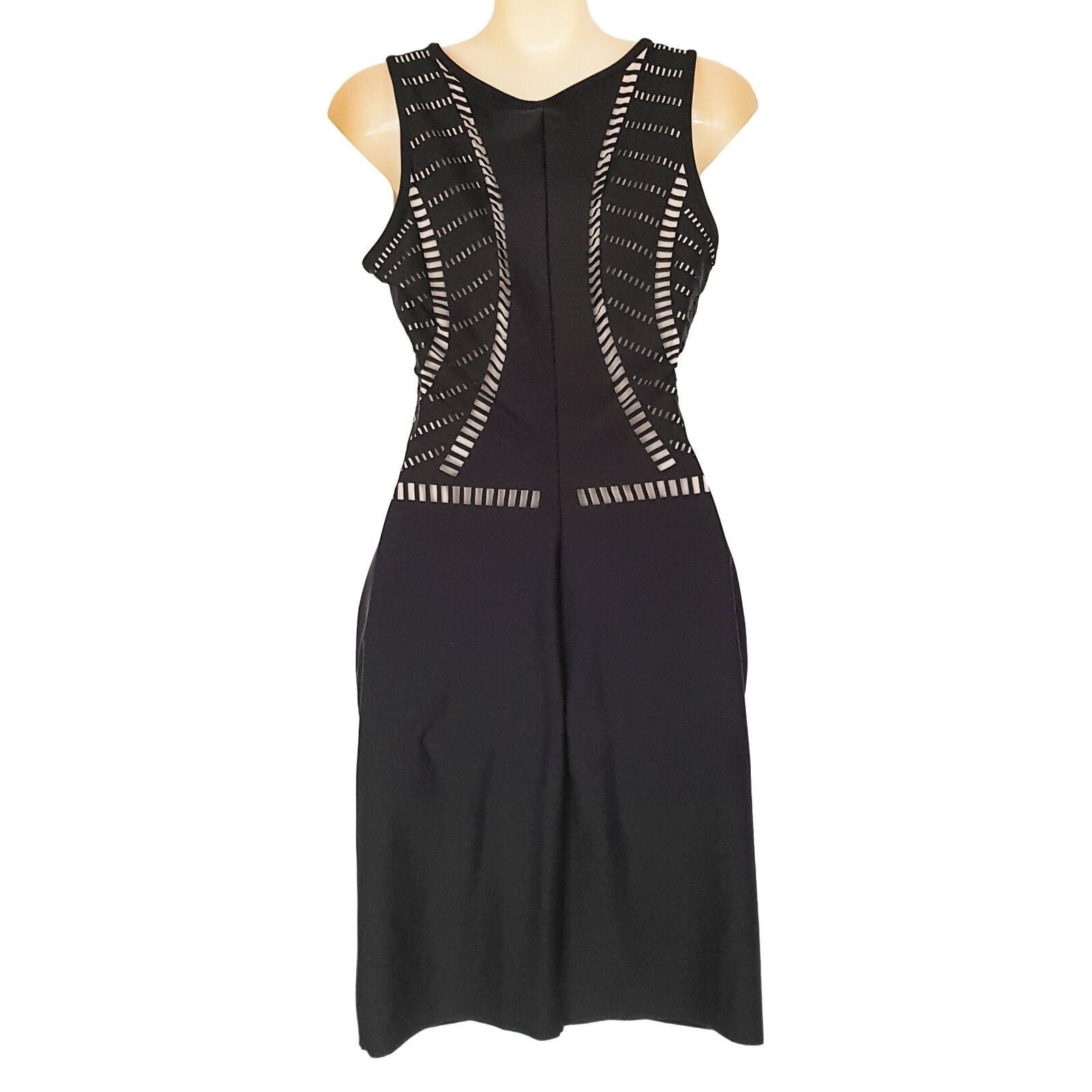 WILLOW Black Bodycon Dress Formal Cocktail Party Midi Length Sleeveless Sexy 6