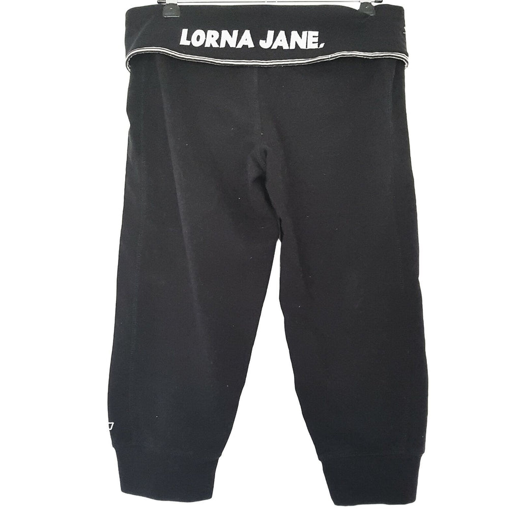 LORNA JANE Stretch Black Capri Trouser Elastic Waist Gym Dance Activewear Cotton