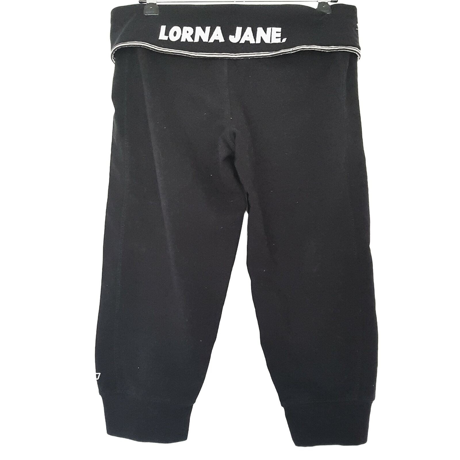 LORNA JANE Stretch Black Capri Trouser Elastic Waist Gym Dance Activewear Cotton