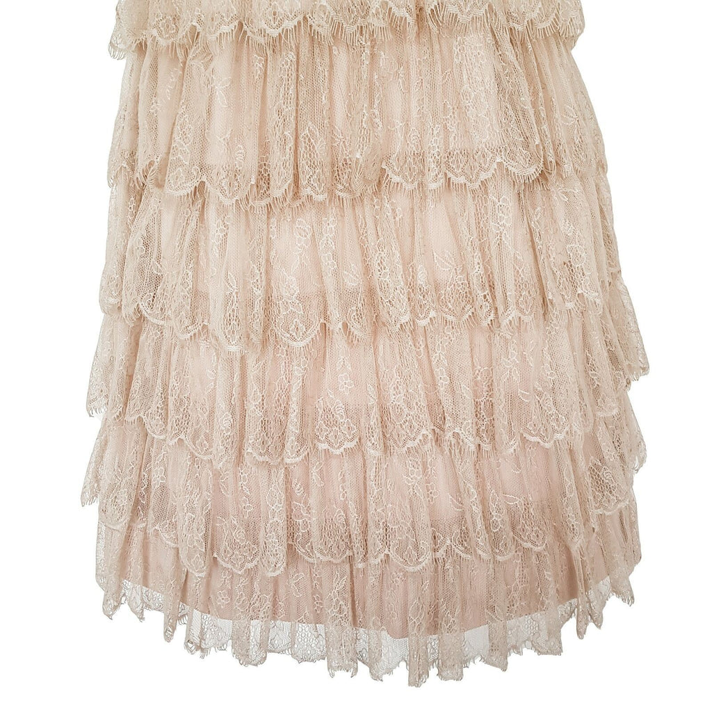 FOREVER NEW Beige Nude Lace Strapless A-Line Dress Layered Formal Cocktail Party