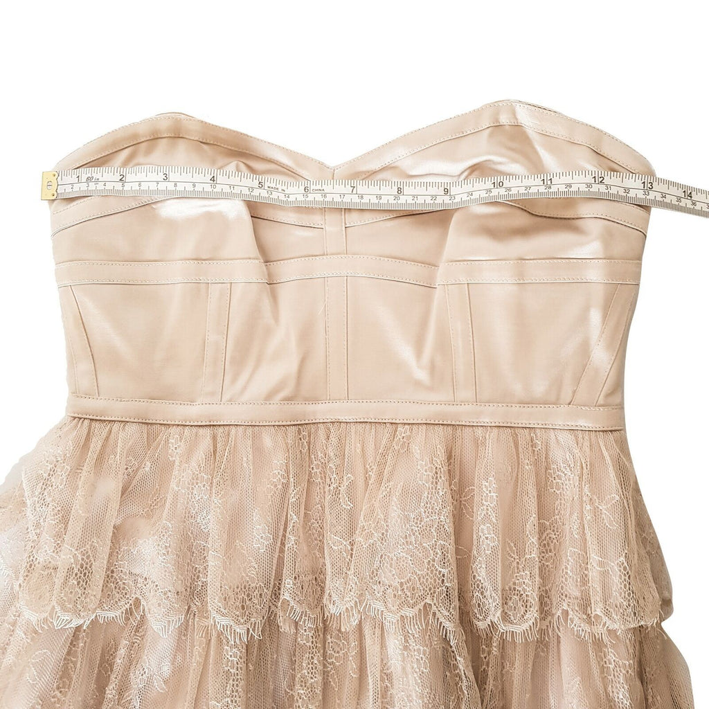 FOREVER NEW Beige Nude Lace Strapless A-Line Dress Layered Formal Cocktail Party