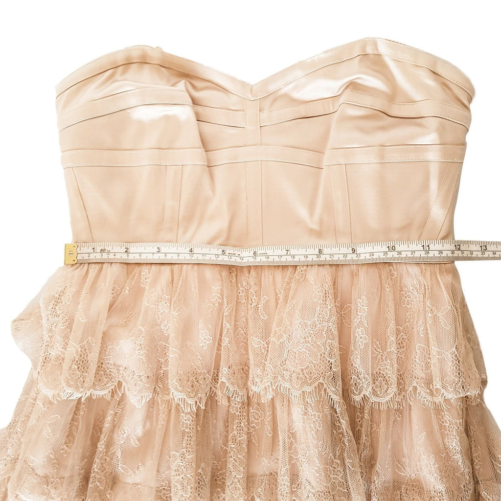 FOREVER NEW Beige Nude Lace Strapless A-Line Dress Layered Formal Cocktail Party