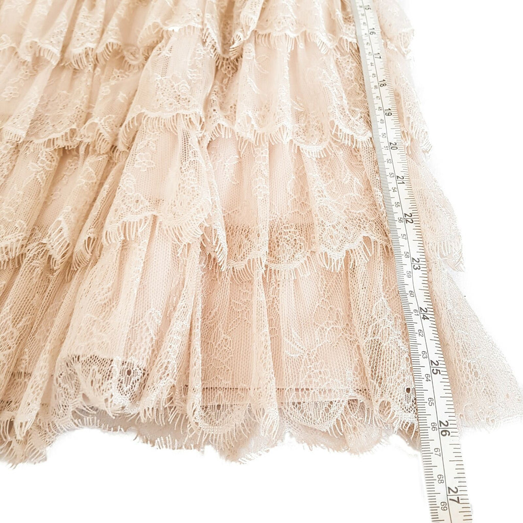FOREVER NEW Beige Nude Lace Strapless A-Line Dress Layered Formal Cocktail Party