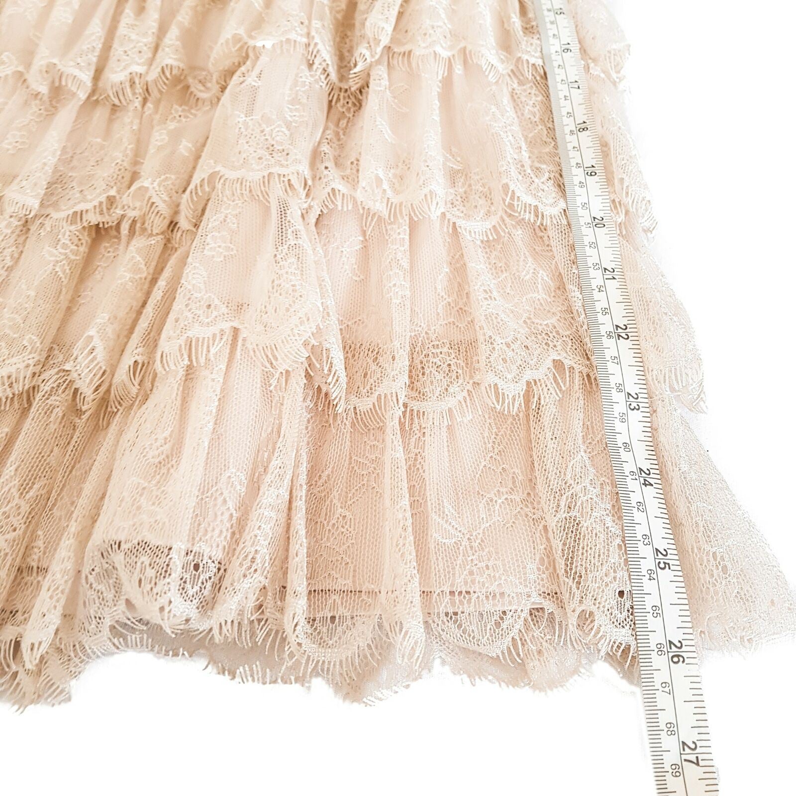 FOREVER NEW Beige Nude Lace Strapless A-Line Dress Layered Formal Cocktail Party