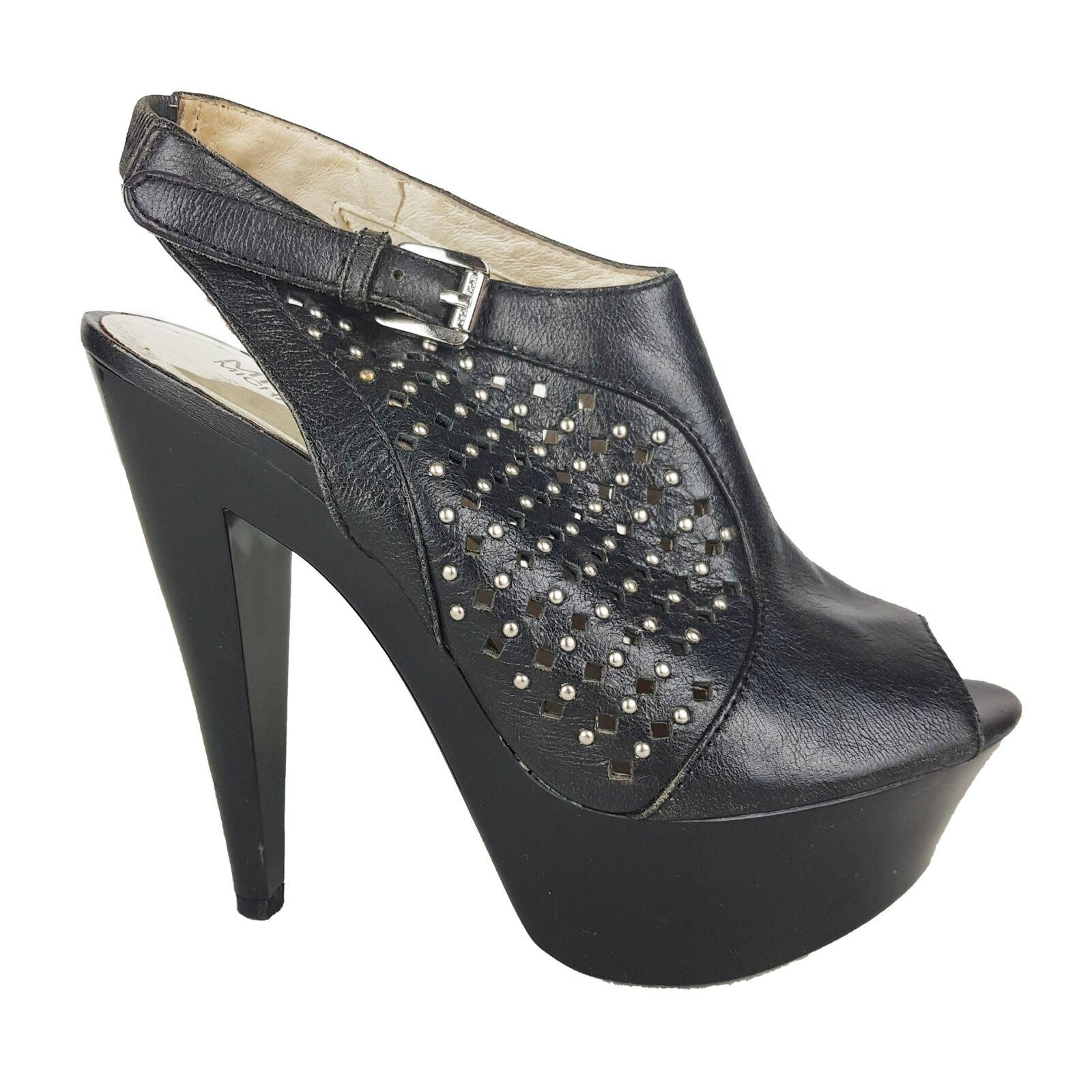 MICHAEL KORS Black Peep Toe Studs Women's High Heels Platform Sandals Size 5M