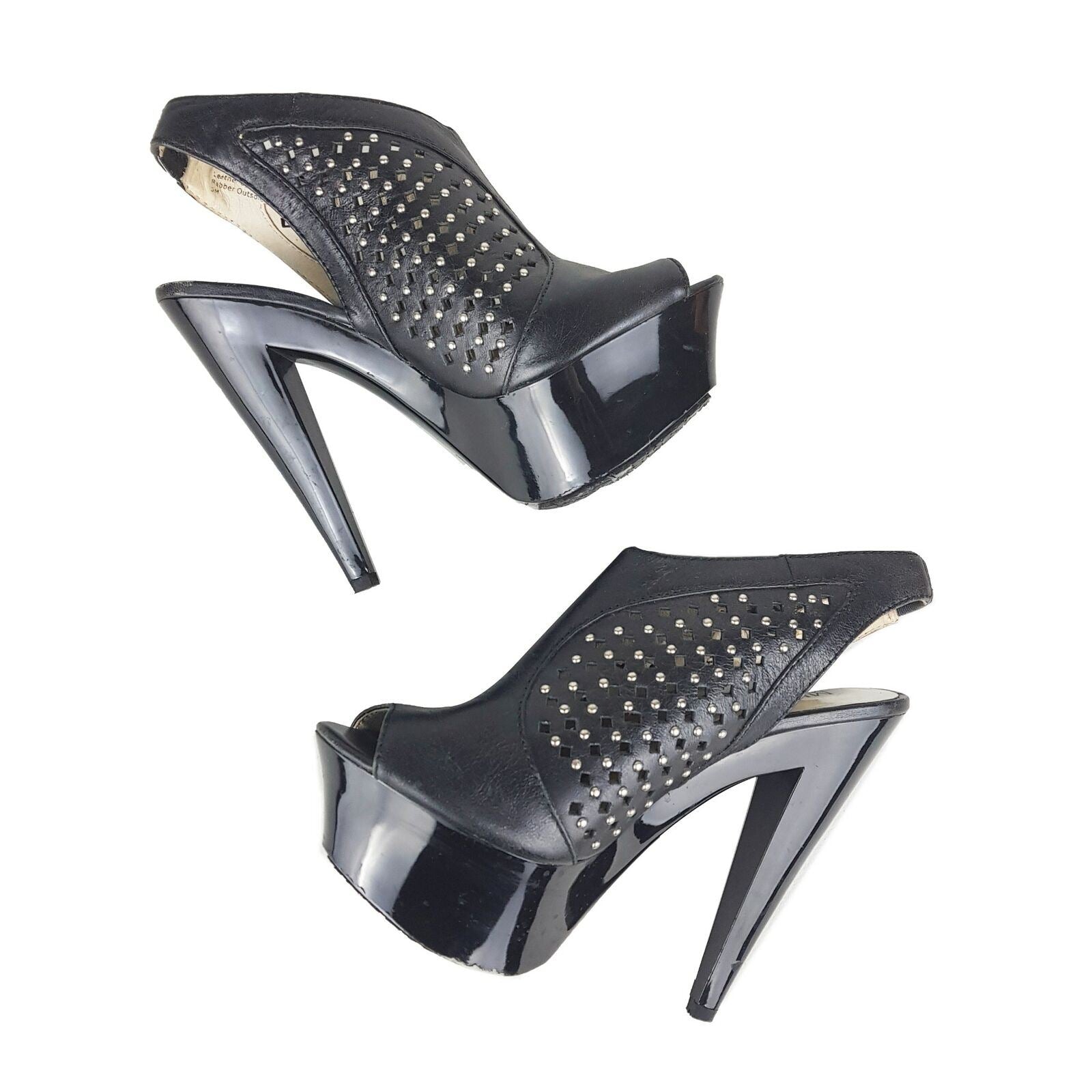 MICHAEL KORS Black Peep Toe Studs Women's High Heels Platform Sandals Size 5M