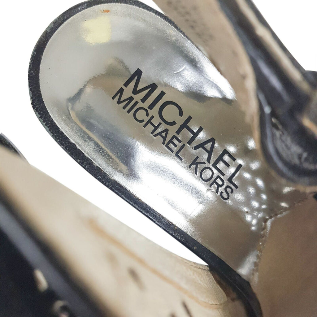 MICHAEL KORS Black Peep Toe Studs Women's High Heels Platform Sandals Size 5M