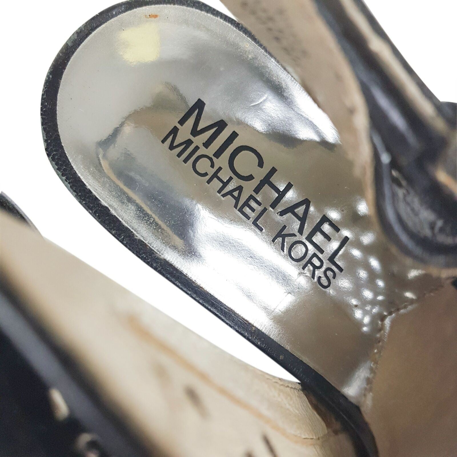 MICHAEL KORS Black Peep Toe Studs Women's High Heels Platform Sandals Size 5M