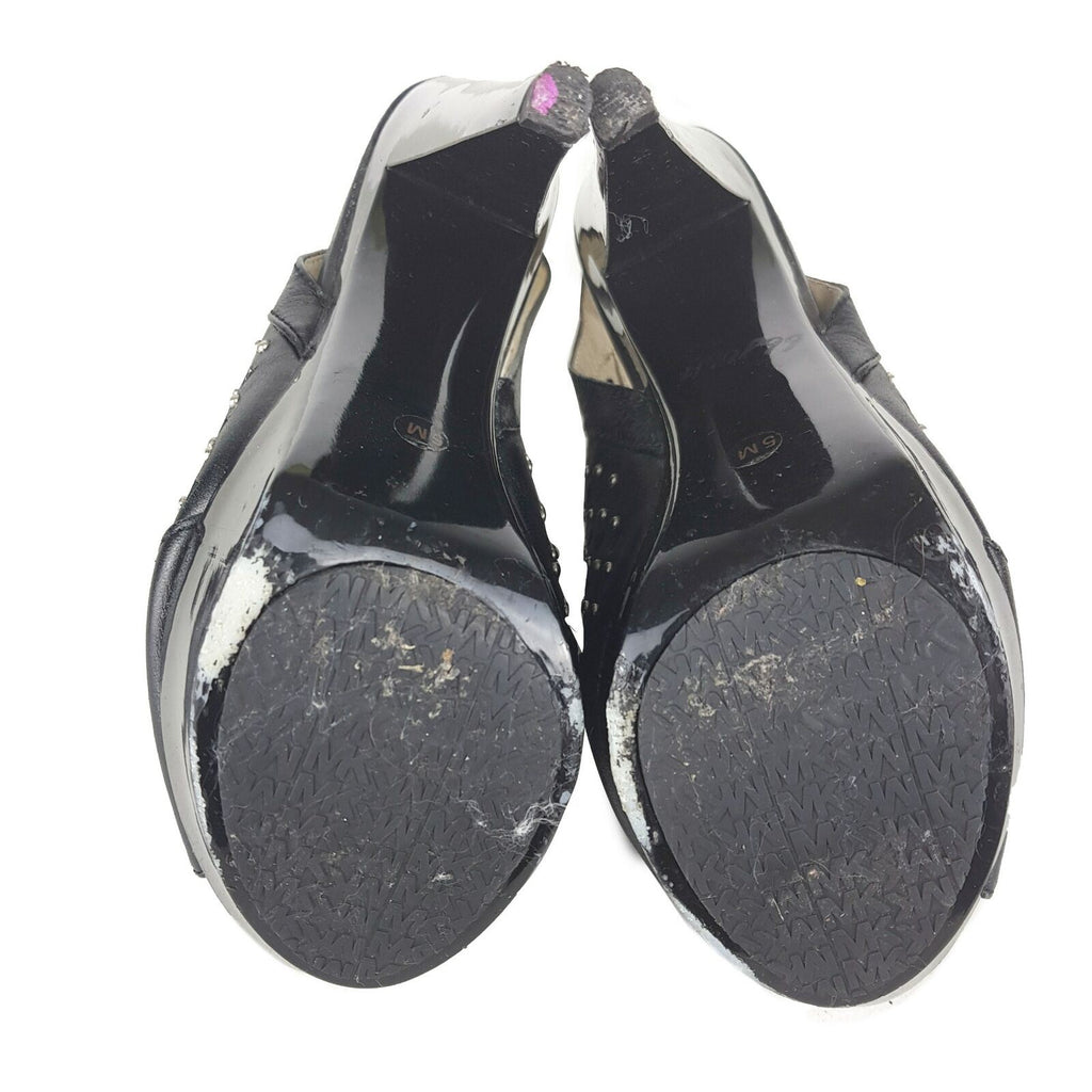 MICHAEL KORS Black Peep Toe Studs Women's High Heels Platform Sandals Size 5M