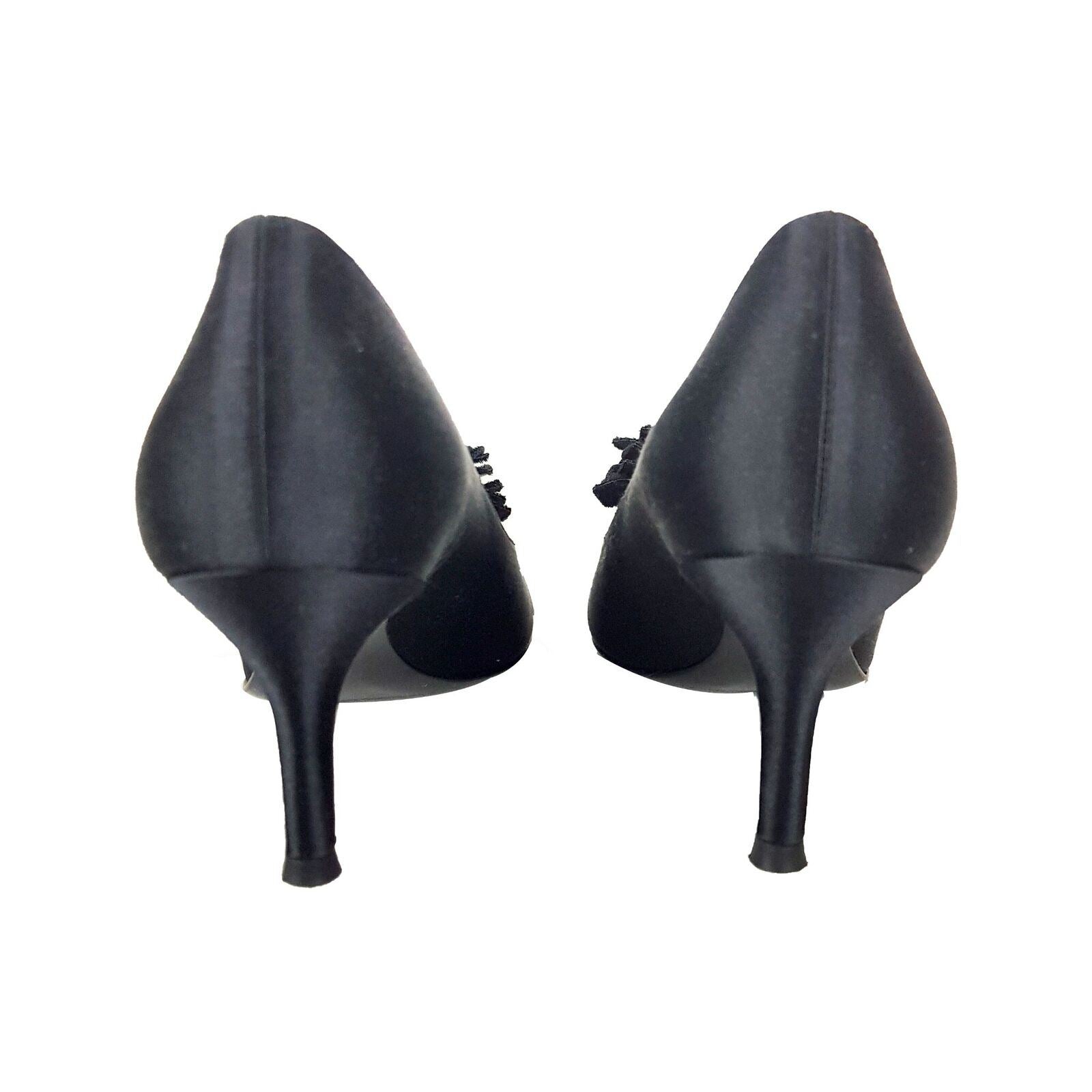 STUART WEITZMAN Black Suede Peep Toe Rosette Detail Womens Pumps Heels Shoes 5.5
