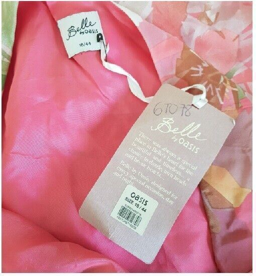 BELLE BY OASIS One Shoulder Floral Print Silky Kaftan Chiffon Dress Size 18 NWT