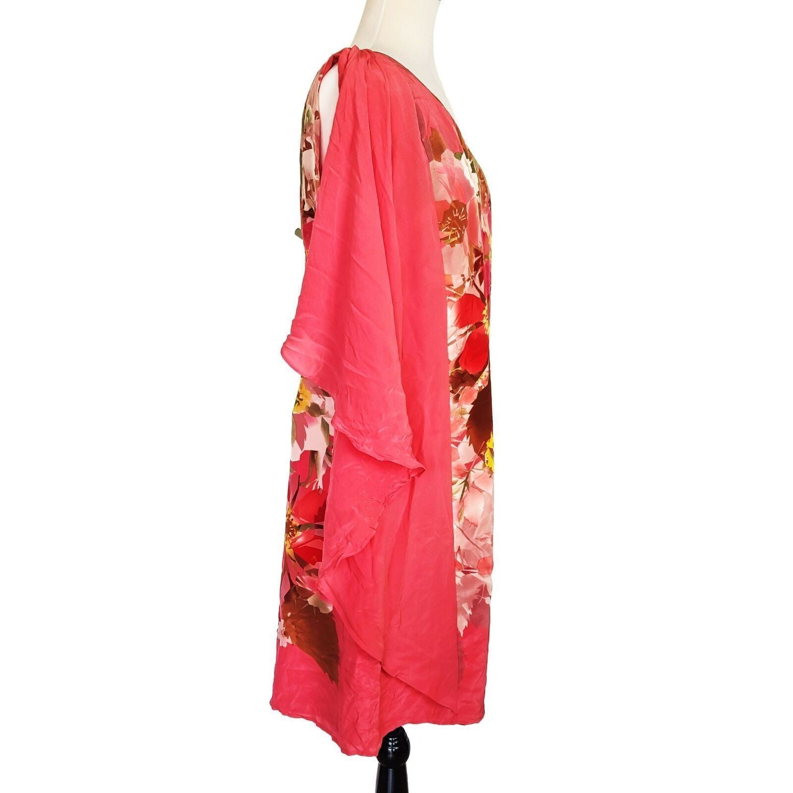 BELLE BY OASIS One Shoulder Floral Print Silky Kaftan Chiffon Dress Size 18 NWT
